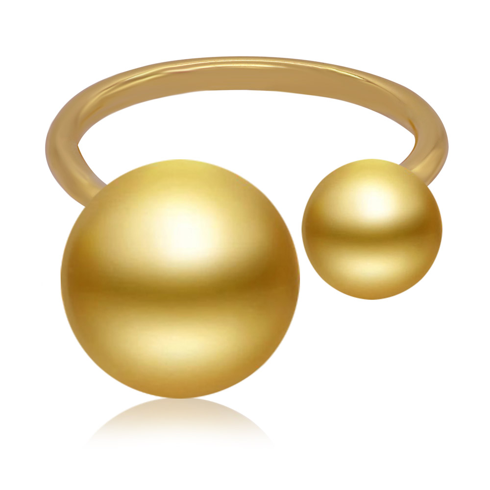 Gold Plated Double Ball Cuff Ring
